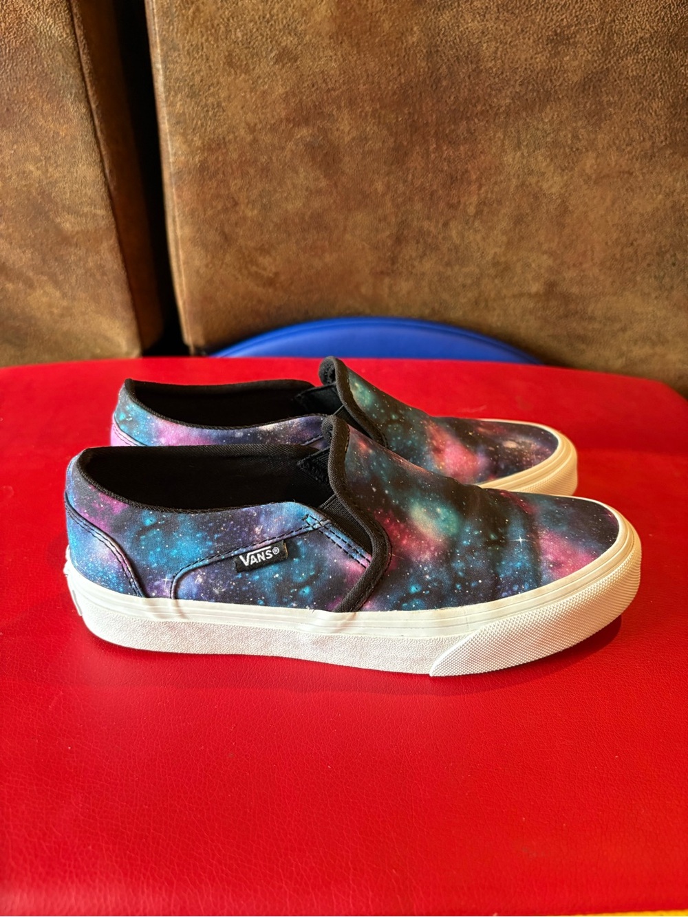 Vans Slip-On Sneakers in Blue, Purple, Pink Galaxy Print